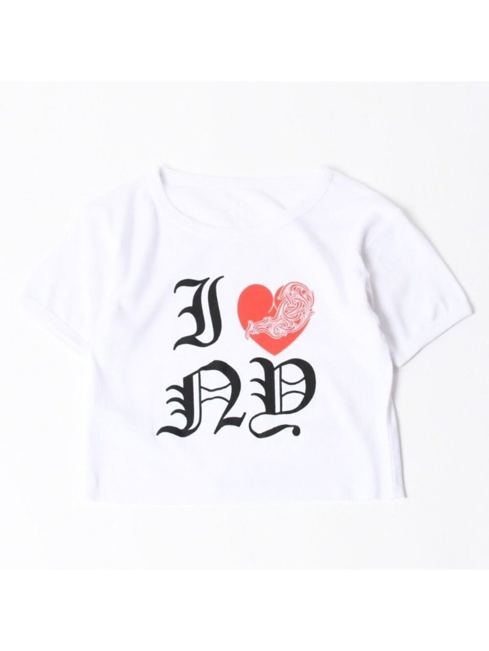 Chrome Hearts Vine Heart Cropped Short Sleeve T-Shirt White I NY New York S